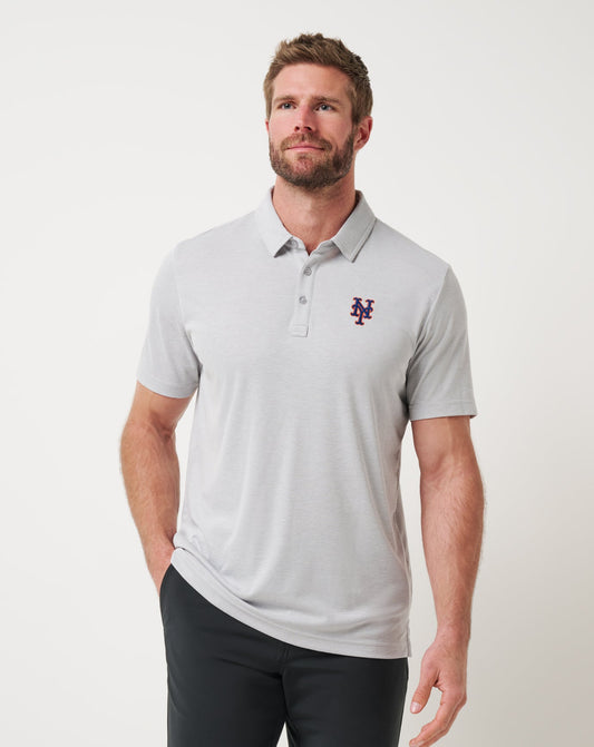 New York Mets Playoff Pitch Polo Heather Grey | Travis Mathew Top Pick