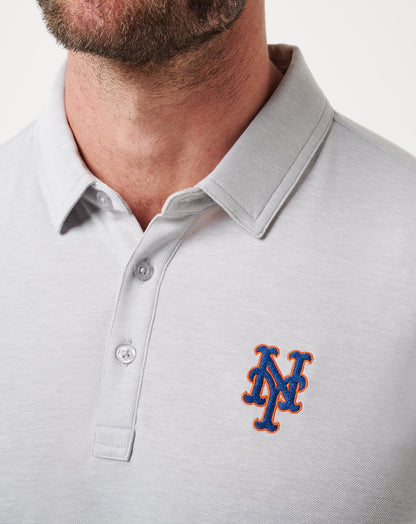 New York Mets Playoff Pitch Polo Heather Grey | Travis Mathew Top Pick