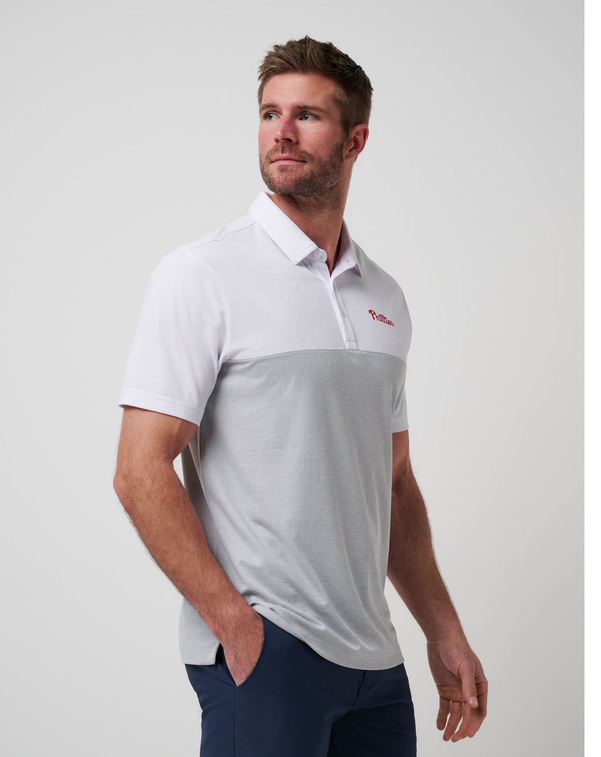 Philadelphia Phillies Home Run Leader Polo White/Heather Grey | Travis Mathew Best Price