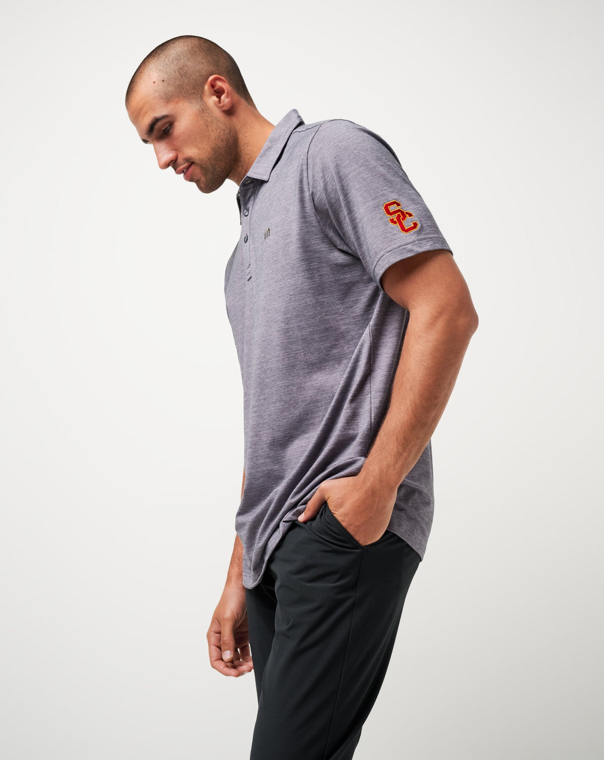 USC The Heater Polo Heather Microchip | Travis Mathew Featured