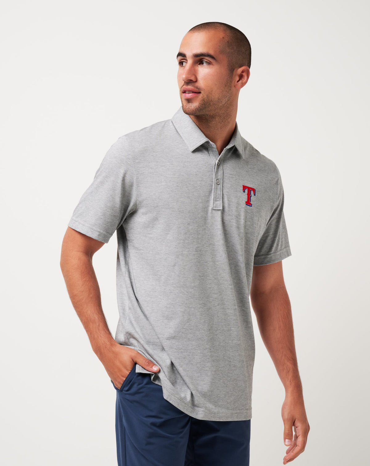 Texas Rangers The Zinna Polo Heather Grey | Travis Mathew Special Offer