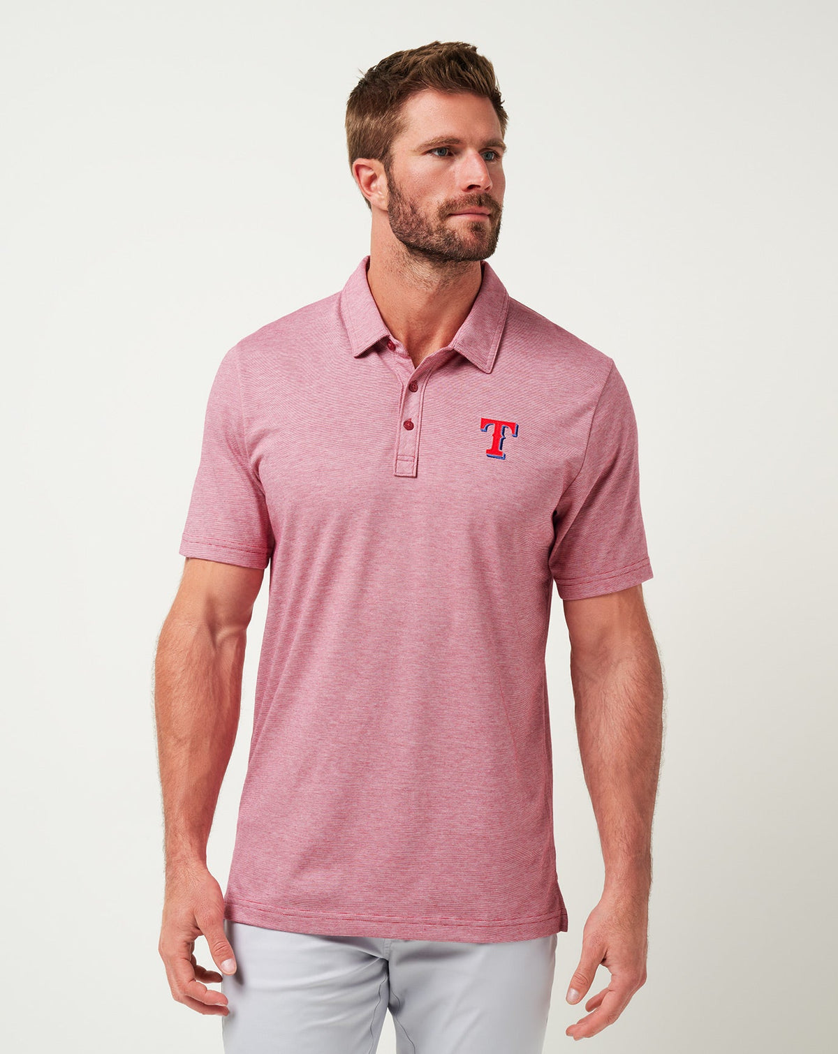 Texas Rangers The Zinna Polo Heather Cardinal | Travis Mathew Great Value