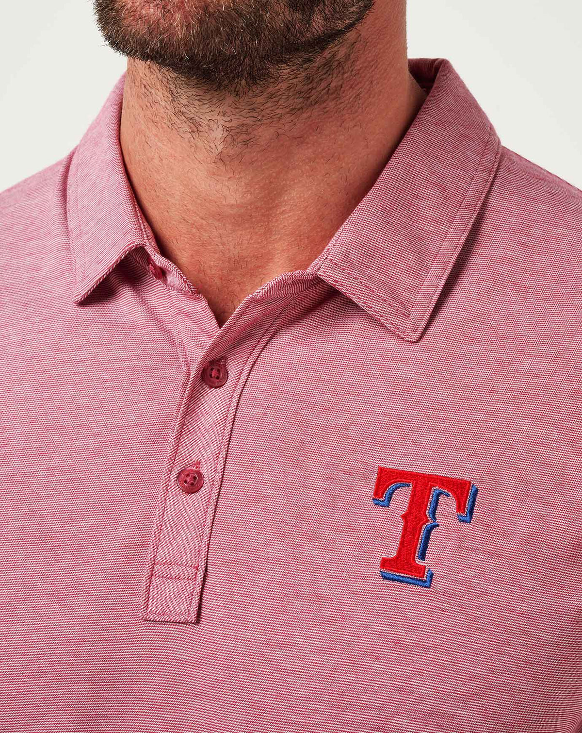 Texas Rangers The Zinna Polo Heather Cardinal | Travis Mathew Great Value