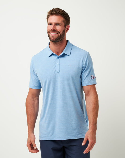 Texas Rangers The Heater Polo Heather Heritage Blue | Travis Mathew Signature