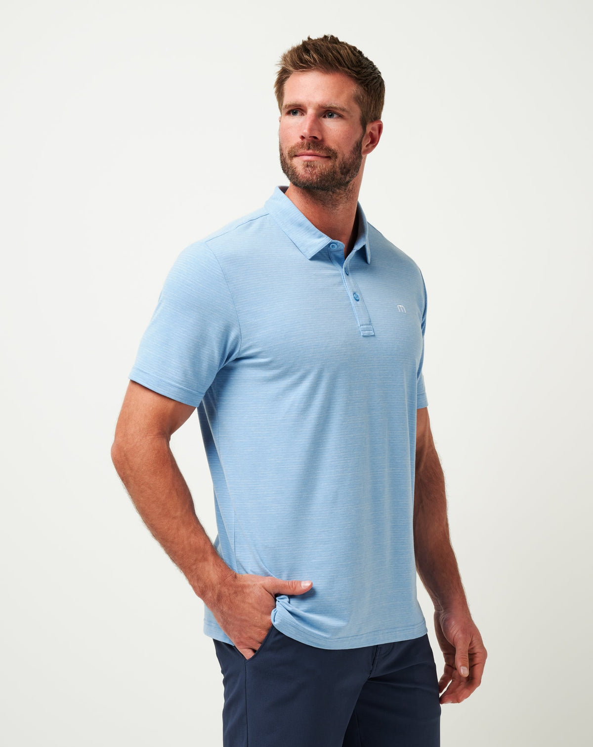 Texas Rangers The Heater Polo Heather Heritage Blue | Travis Mathew Signature