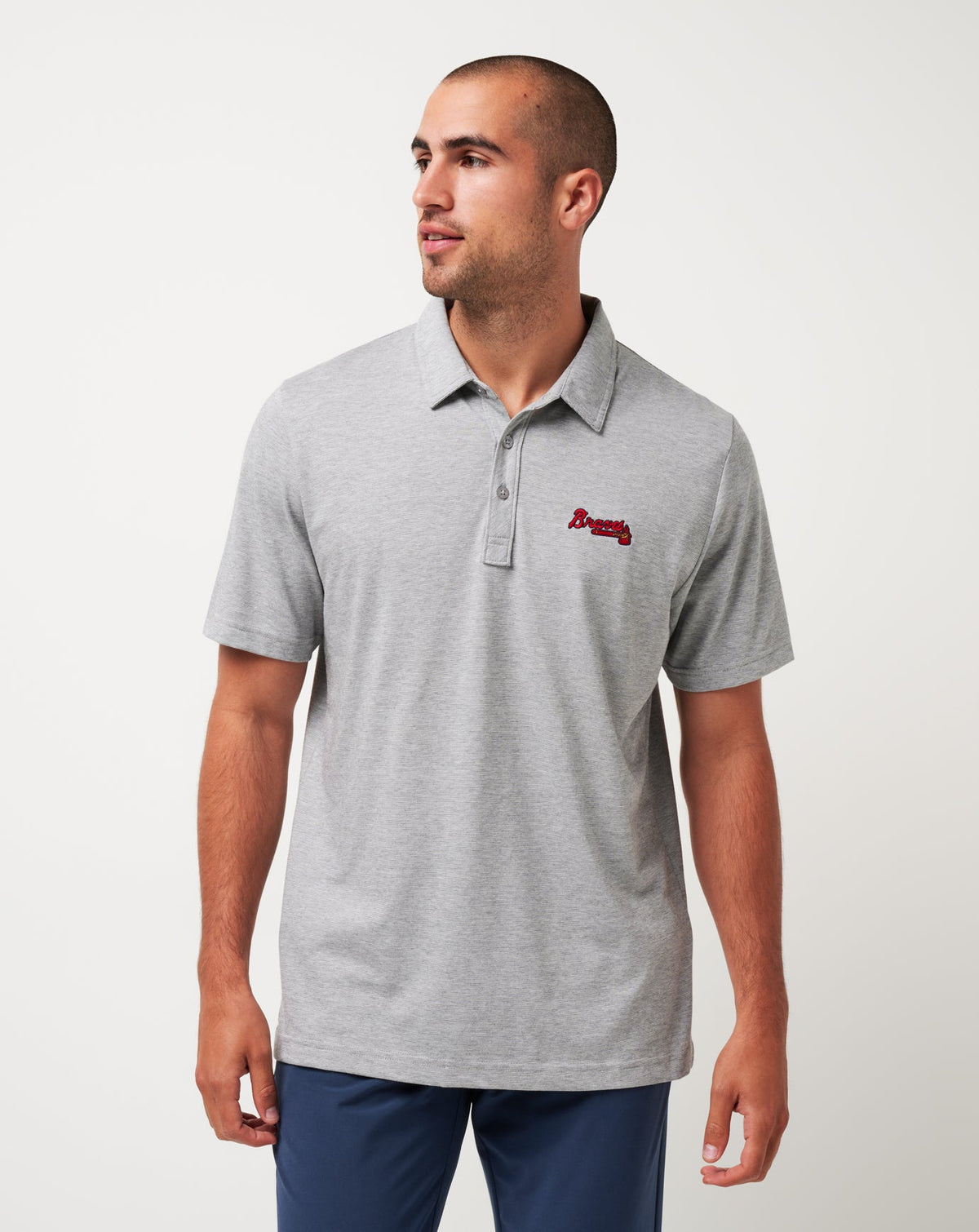 Atlanta Braves The Zinna Polo Heather Grey | Travis Mathew New