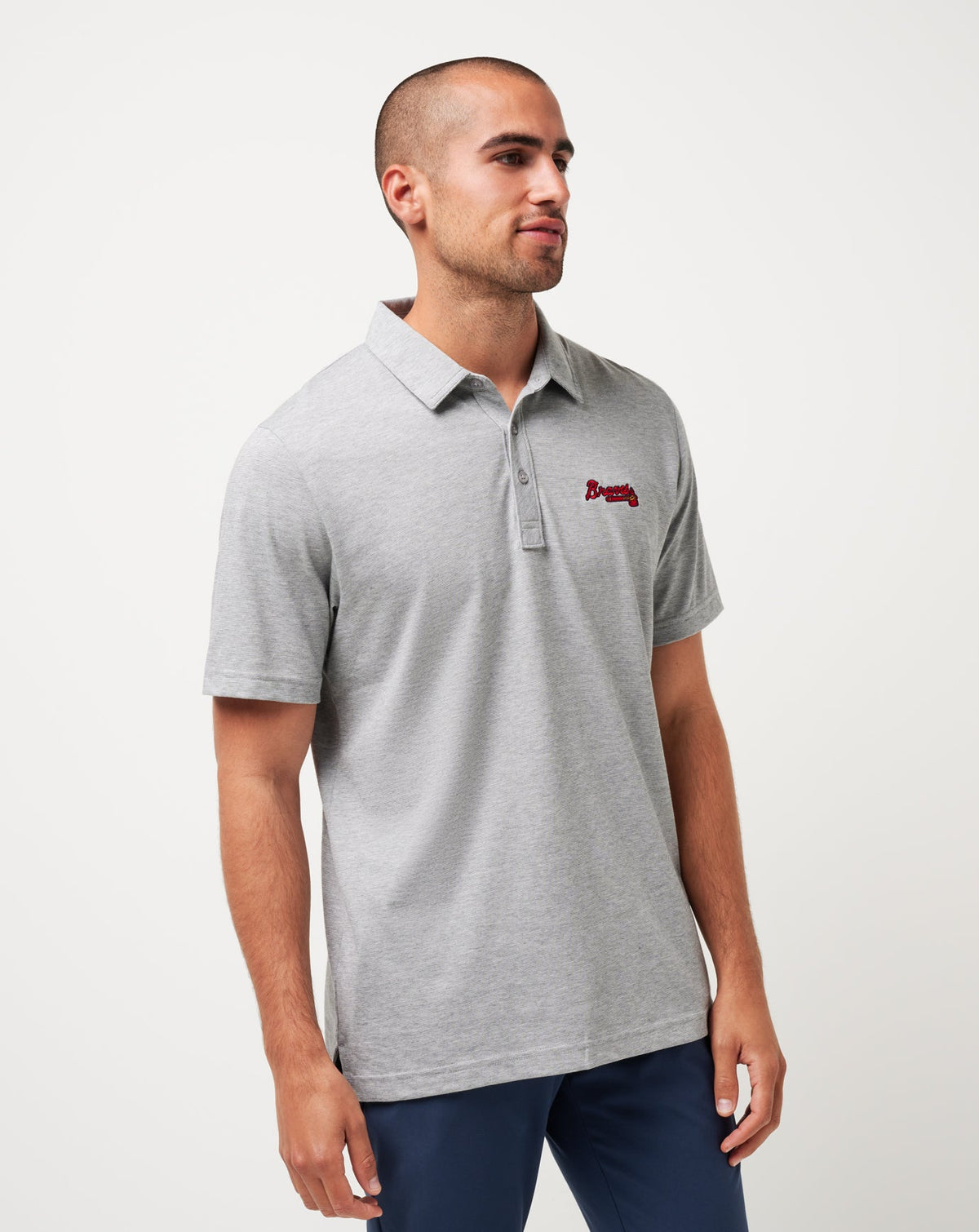 Atlanta Braves The Zinna Polo Heather Grey | Travis Mathew New