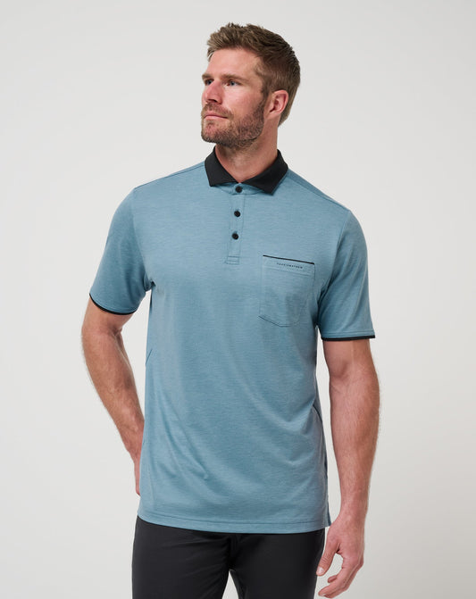 Featherweight Pocket Polo Captains Blue | Travis Mathew Essential