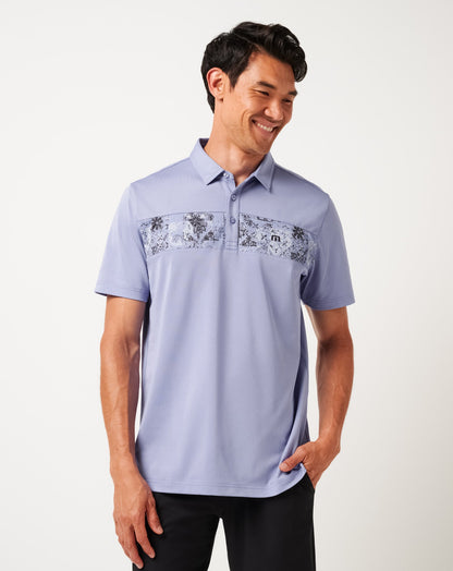 Good Good Chest Stripe Polo Heather Violet Storm | Travis Mathew Signature