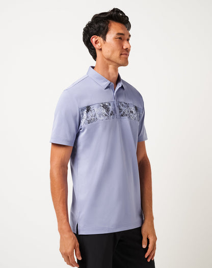 Good Good Chest Stripe Polo Heather Violet Storm | Travis Mathew Signature