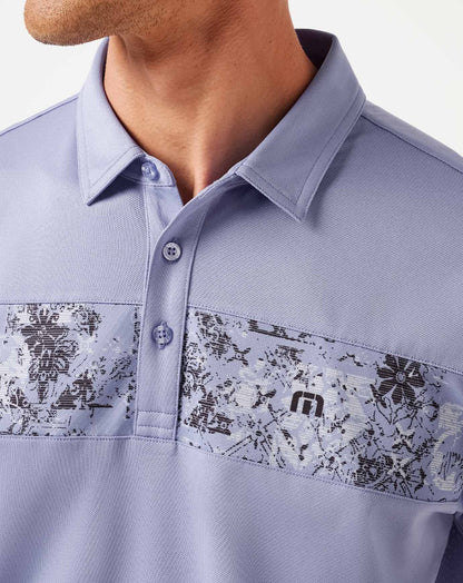 Good Good Chest Stripe Polo Heather Violet Storm | Travis Mathew Signature