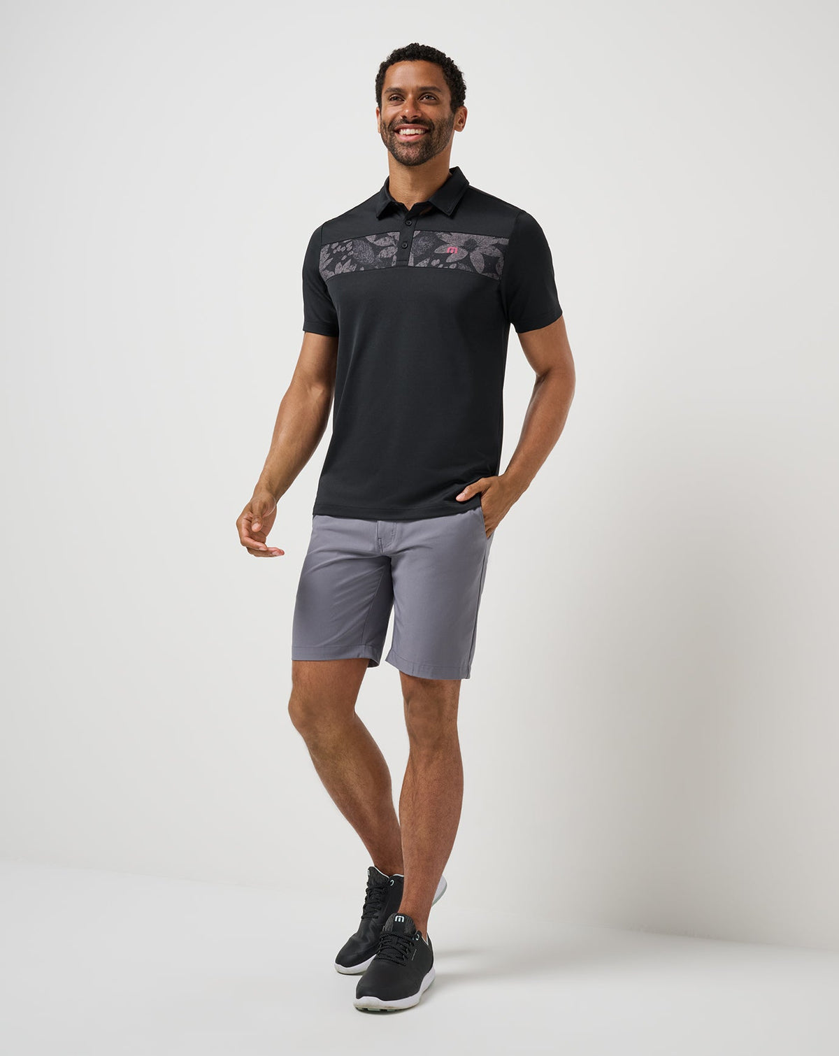 Good Good Chest Stripe Polo Black/Damson | Travis Mathew Popular