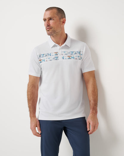 Good Good Chest Stripe Polo White | Travis Mathew Essential