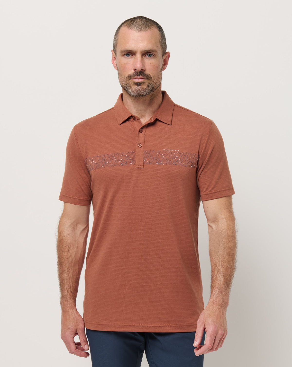 The Heater Chest Stripe Polo Maple | Travis Mathew Deals