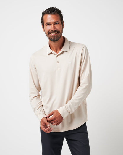 Featherweight Long Sleeve Polo Italian Sand | Travis Mathew Trusted