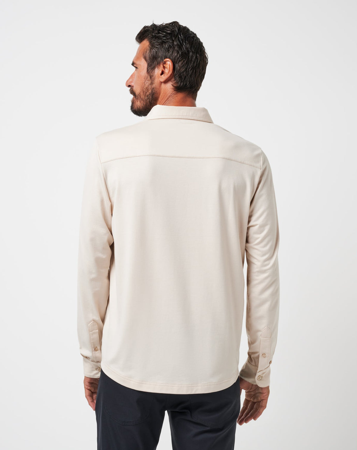 Featherweight Long Sleeve Polo Italian Sand | Travis Mathew Trusted