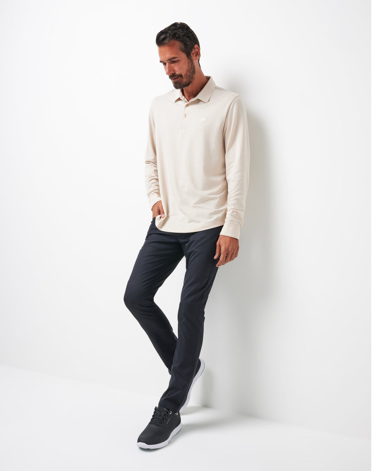 Featherweight Long Sleeve Polo Italian Sand | Travis Mathew Trusted