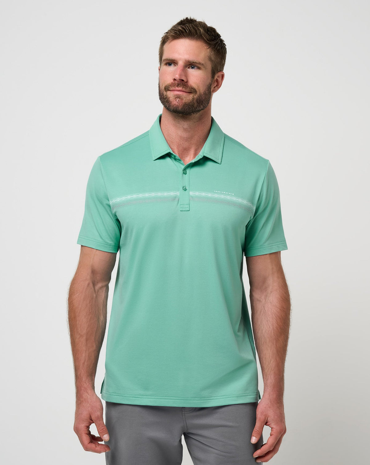 Featherweight Chest Stripe Polo Wasabi | Travis Mathew Featured