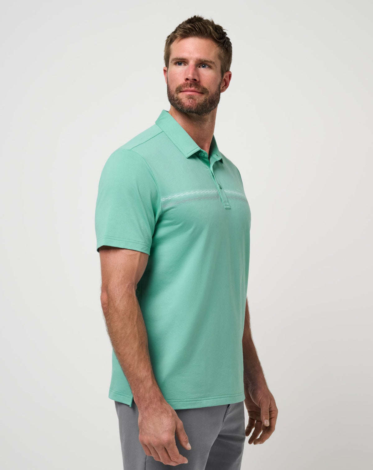 Featherweight Chest Stripe Polo Wasabi | Travis Mathew Featured
