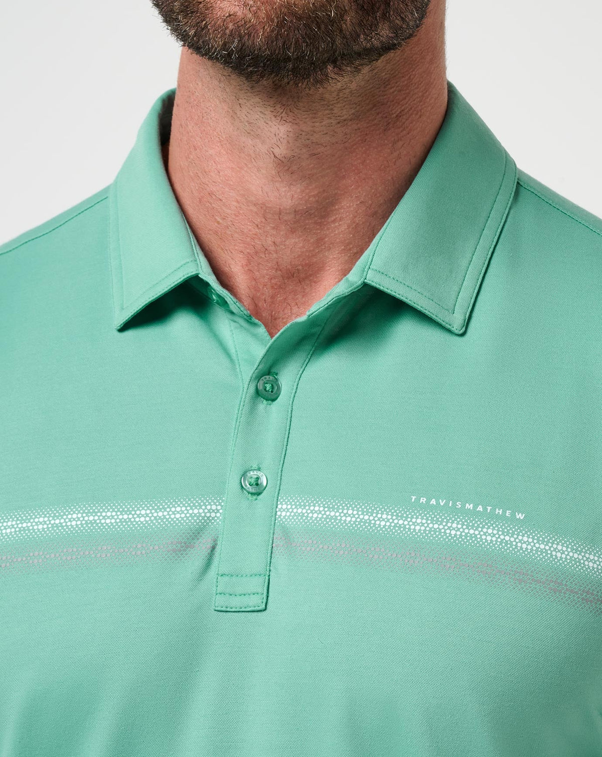 Featherweight Chest Stripe Polo Wasabi | Travis Mathew Featured