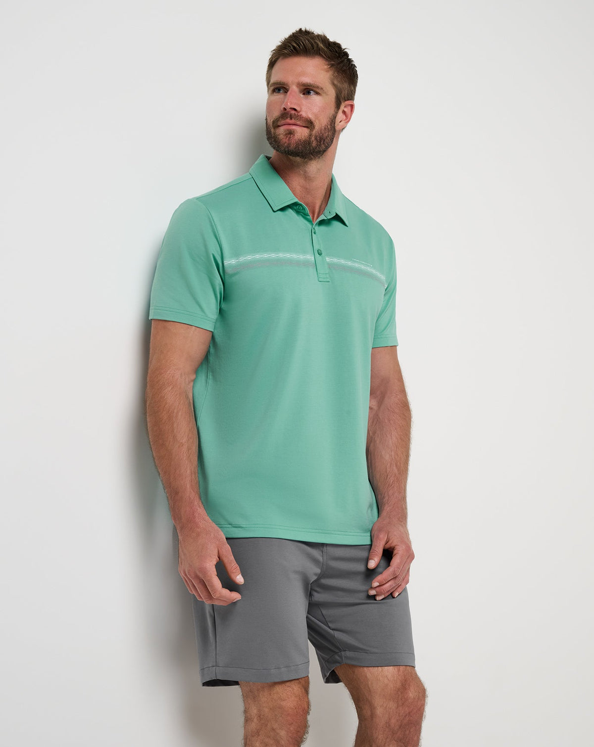 Featherweight Chest Stripe Polo Wasabi | Travis Mathew Featured