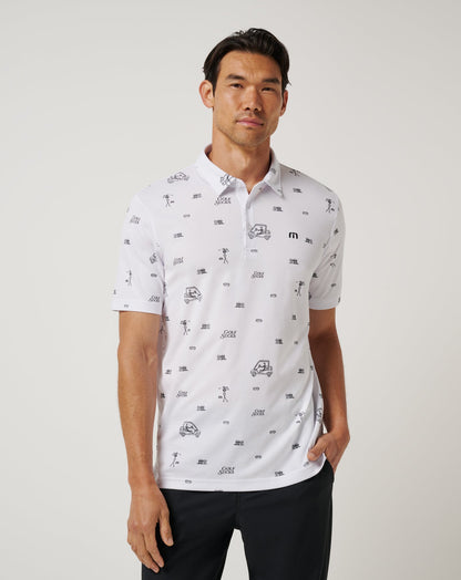 Golf Sucks Polo White | Travis Mathew Latest