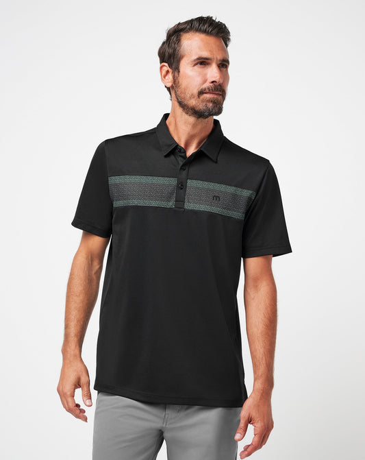 Good Good Chest Stripe Polo Black/Eggshell | Travis Mathew Sale