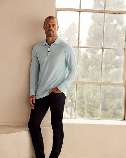 Featherweight Long Sleeve Polo Cory Blue | Travis Mathew Signature