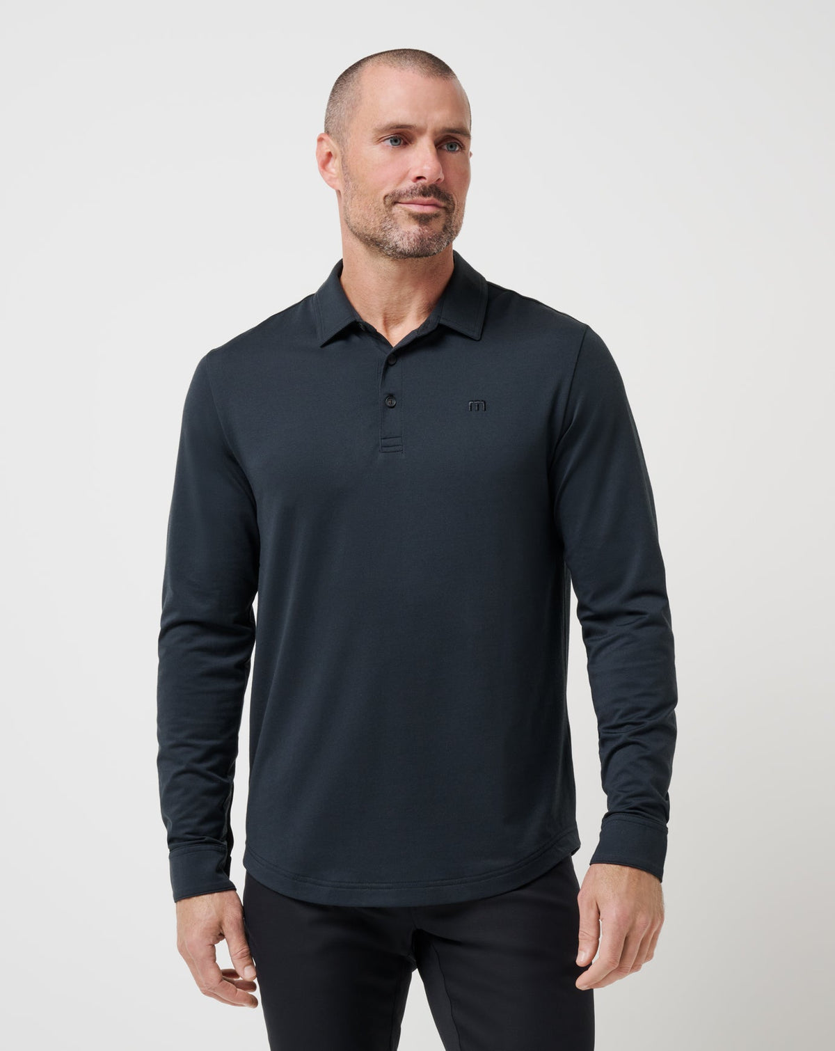 Featherweight Long Sleeve Polo Black | Travis Mathew Smart Buy