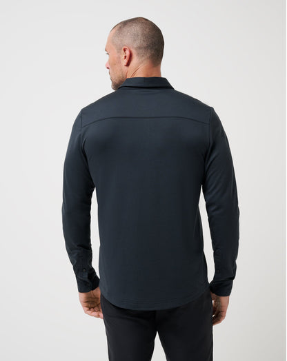 Featherweight Long Sleeve Polo Black | Travis Mathew Smart Buy