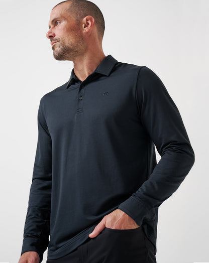 Featherweight Long Sleeve Polo Black | Travis Mathew Smart Buy