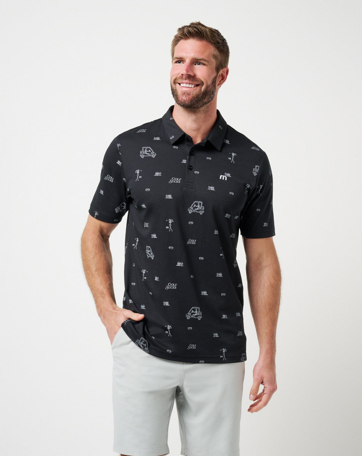 Golf Sucks Polo Black | Travis Mathew Premium