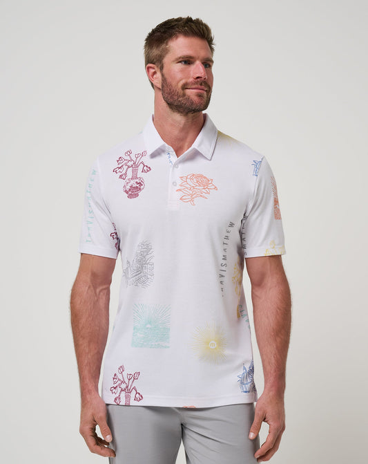 Passport Polo White | Travis Mathew Discount