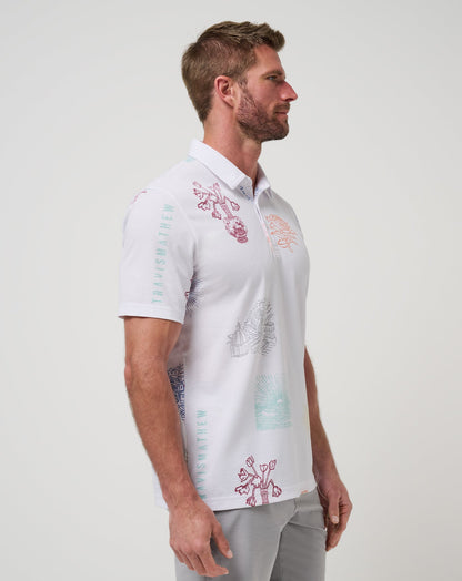 Passport Polo White | Travis Mathew Discount