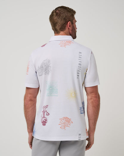 Passport Polo White | Travis Mathew Discount