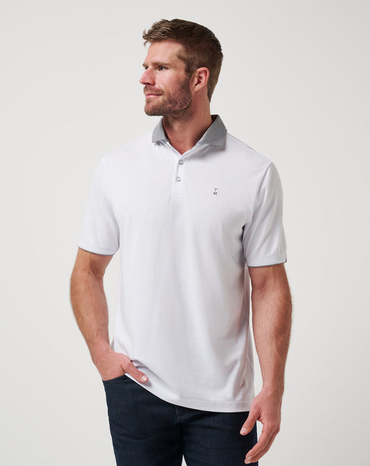 Reservation Number Polo White | Travis Mathew Signature