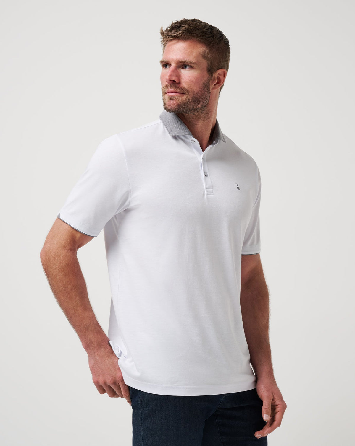 Reservation Number Polo White | Travis Mathew Signature