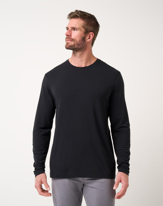 Cloud Crew Long Sleeve Tee Black | Travis Mathew Best Seller