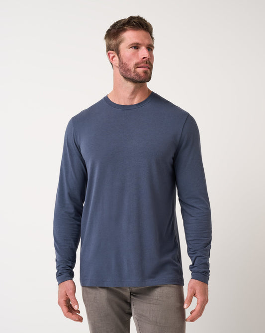 Cloud Crew Long Sleeve Tee Blue Nights | Travis Mathew Hot Sale