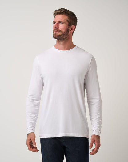 Cloud Crew Long Sleeve Tee White | Travis Mathew Trusted