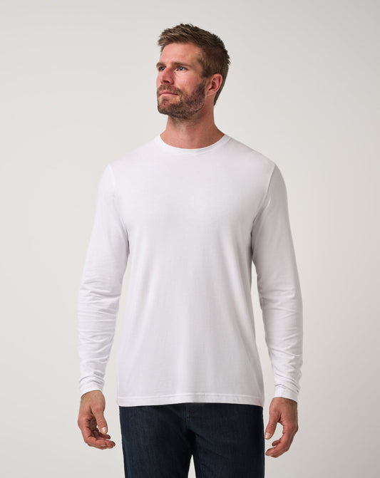 Cloud Crew Long Sleeve Tee White | Travis Mathew Trusted