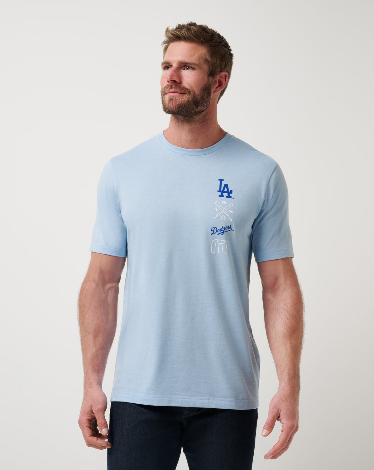 Los Angeles Dodgers Sunset Slam 2.0 Tee Heather Blue | Travis Mathew Value