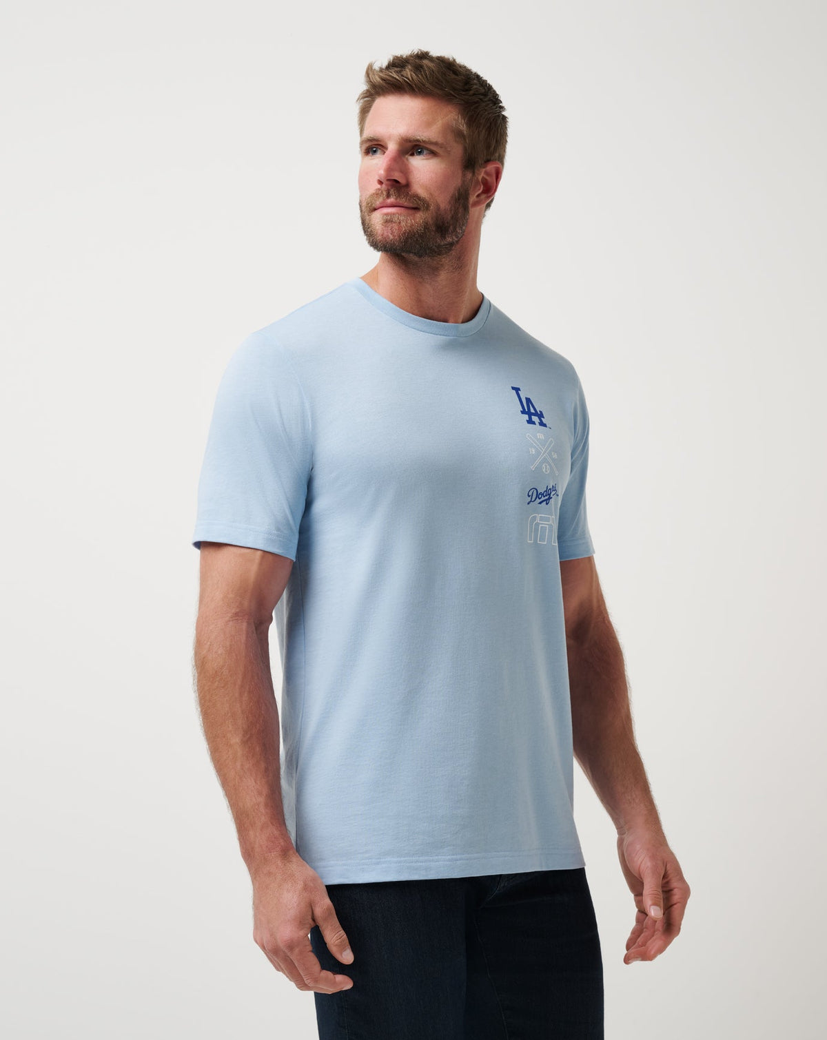 Los Angeles Dodgers Sunset Slam 2.0 Tee Heather Blue | Travis Mathew Value