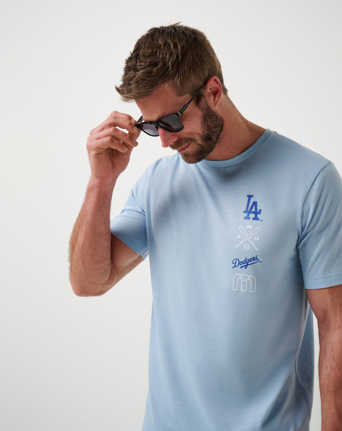 Los Angeles Dodgers Sunset Slam 2.0 Tee Heather Blue | Travis Mathew Value