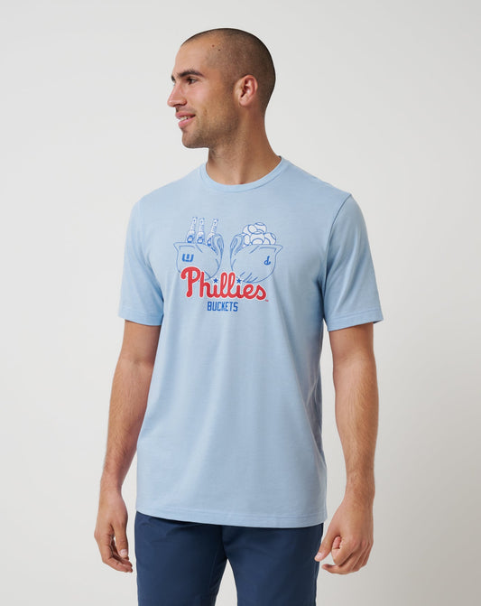 Philadelphia Phillies Strike Two Tee Heather Blue | Travis Mathew Smart Buy