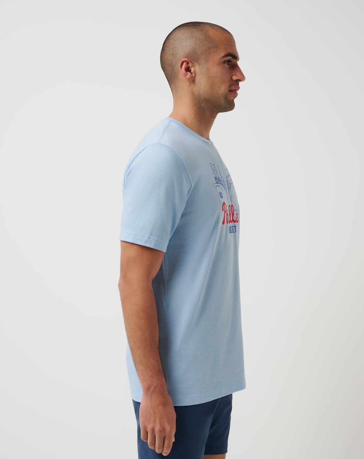 Philadelphia Phillies Strike Two Tee Heather Blue | Travis Mathew Smart Buy