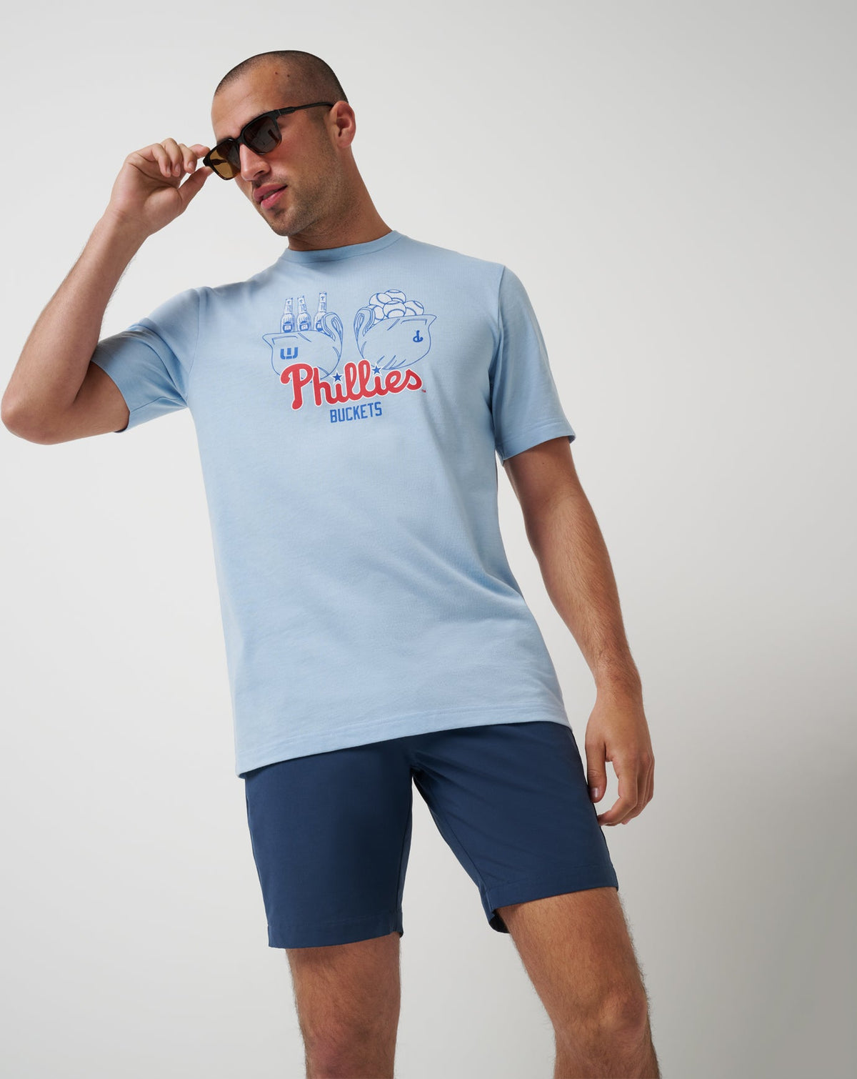 Philadelphia Phillies Strike Two Tee Heather Blue | Travis Mathew Smart Buy