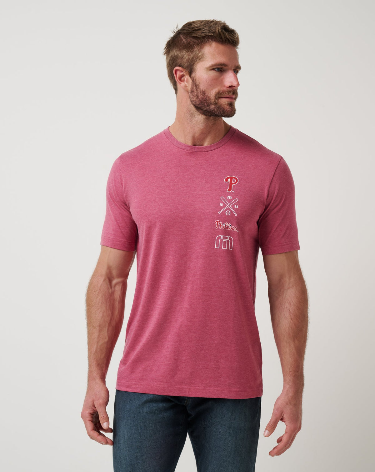 Philadelphia Phillies Sunset Slam 2.0 Tee Heather Red | Travis Mathew Featured