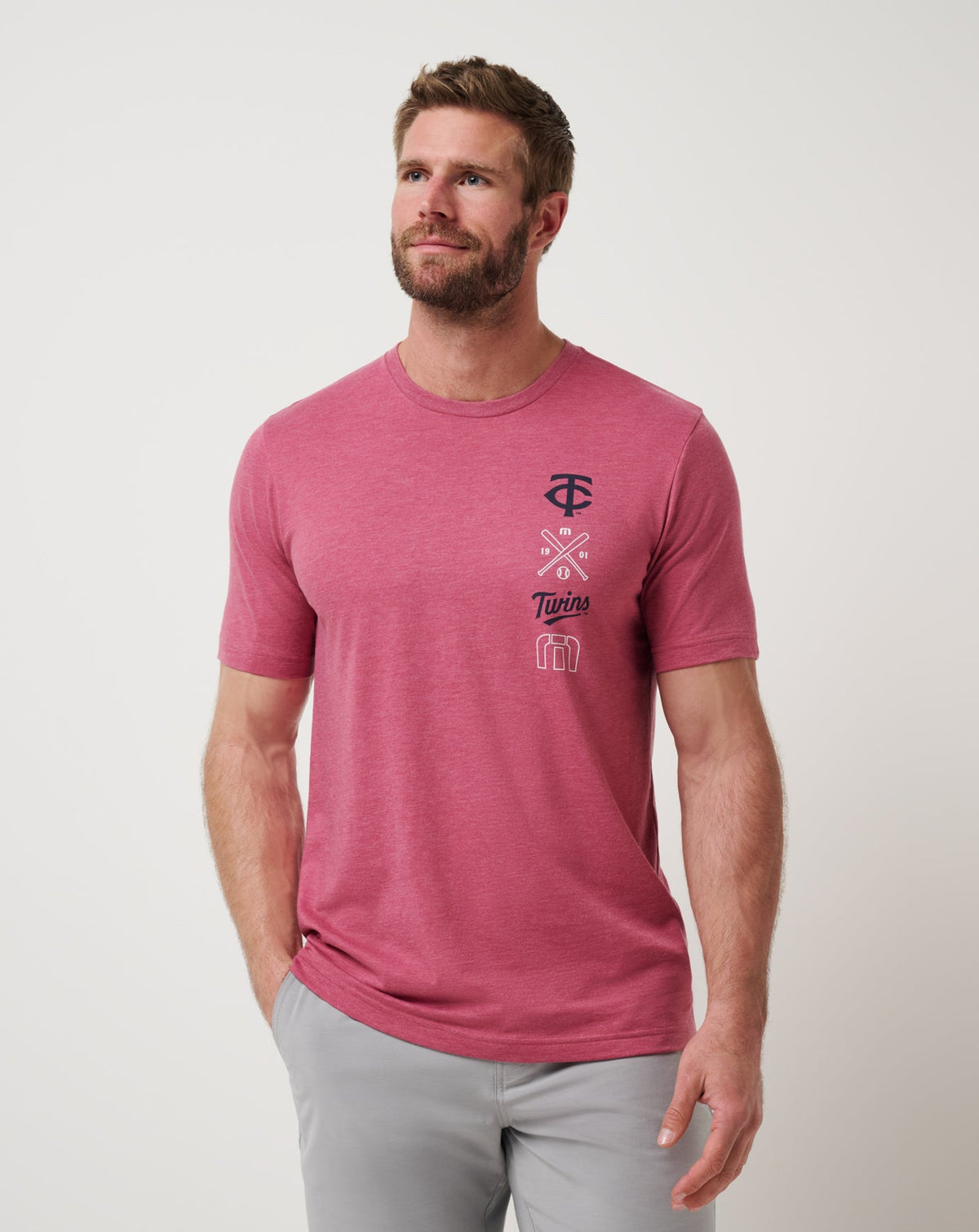 Minnesota Twins Sunset Slam 2.0 Tee Heather Red | Travis Mathew Essential