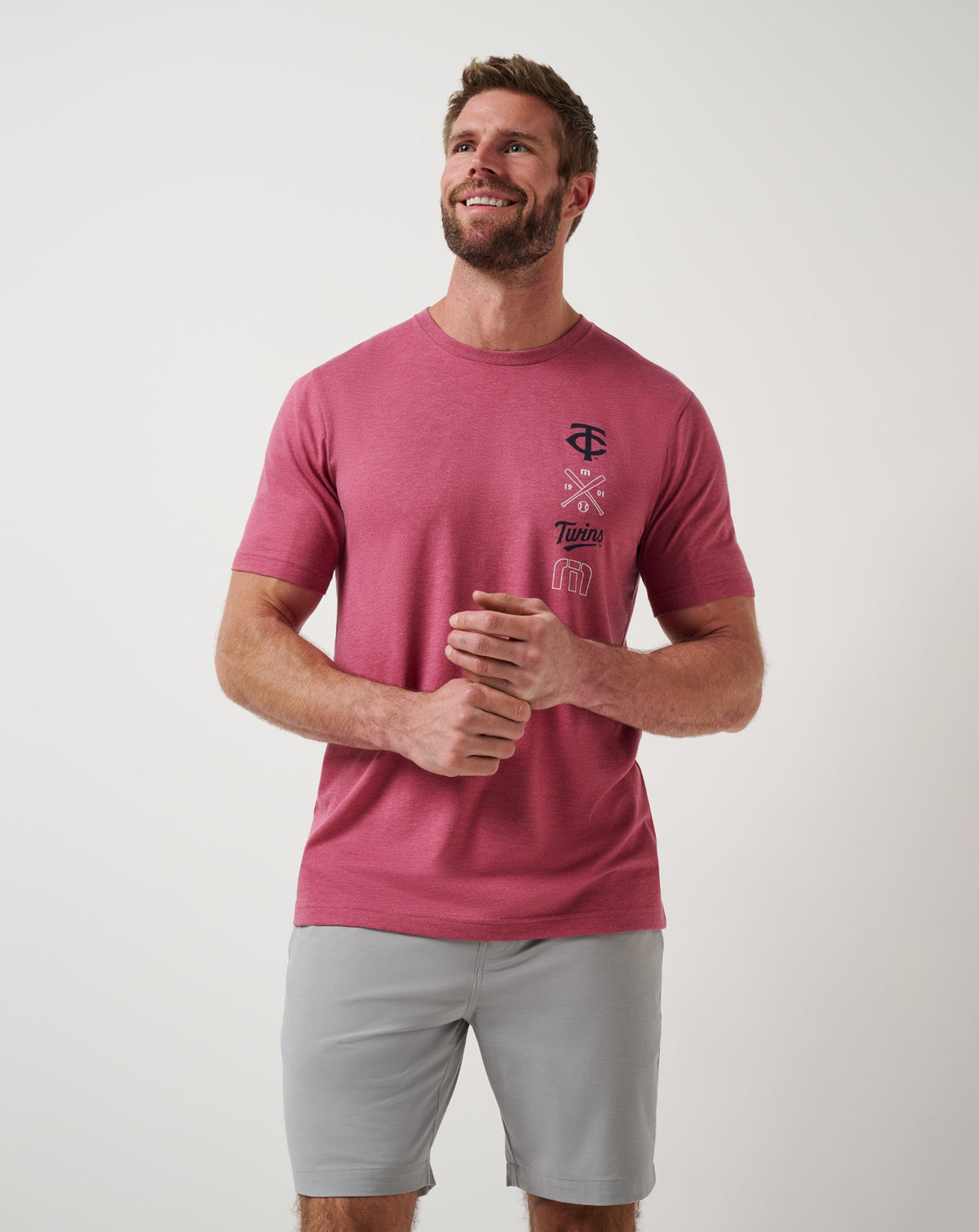 Minnesota Twins Sunset Slam 2.0 Tee Heather Red | Travis Mathew Essential